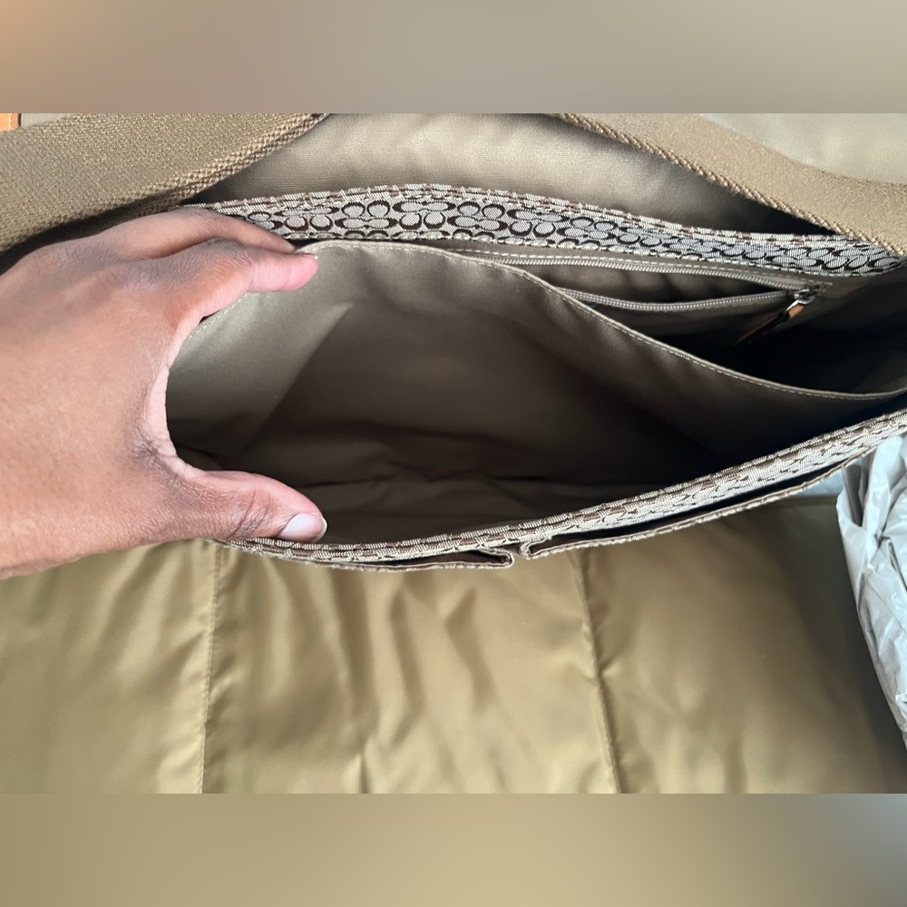 Coach NWT Khaki/Natural Signature Canvas & Leather Diaper/Messenger Bag (F77004) - Picture 10 of 15